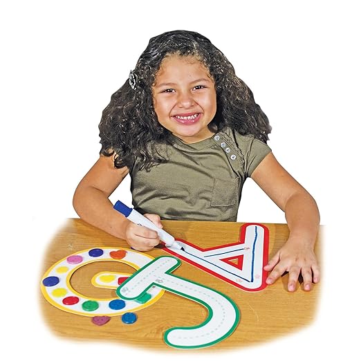 Roylco Follow Along Letters – 26 Giant Dry-Erase Uppercase Alphabet Letters with Traceable Lines & Arrows for Handwriting Practice, Early Literacy, Classroom & Home Learning