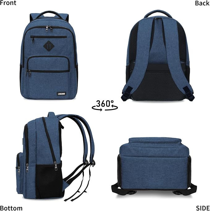 School Backpack for Boys Girls Teens, Blue Backpack for Men Women, 15.6 inch Laptop Back Pack with Reinforced Straps, Backpacks for School Business Work College Travel, College Book Bag, Bookbag