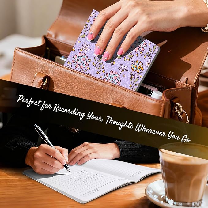 Stitched Composition Notebooks 2-Pack with Unique Art Designed Cover, A5 Lined Diary (8.2"L*5.5"W), Lay Flat Design, Thicked Paper Writes Smoothly for School and Office (Flower Ball)