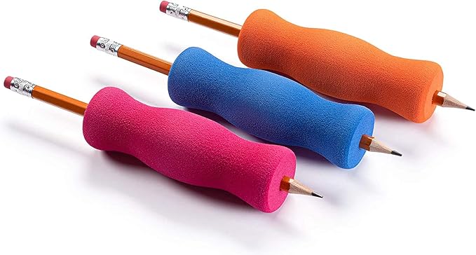 Special Supplies Long Foam Pencil Grips for Kids Adults Colorful, Cushioned Holders for Handwriting, Drawing, Coloring | Ergonomic Right or Left-Handed Use | Reusable (12)