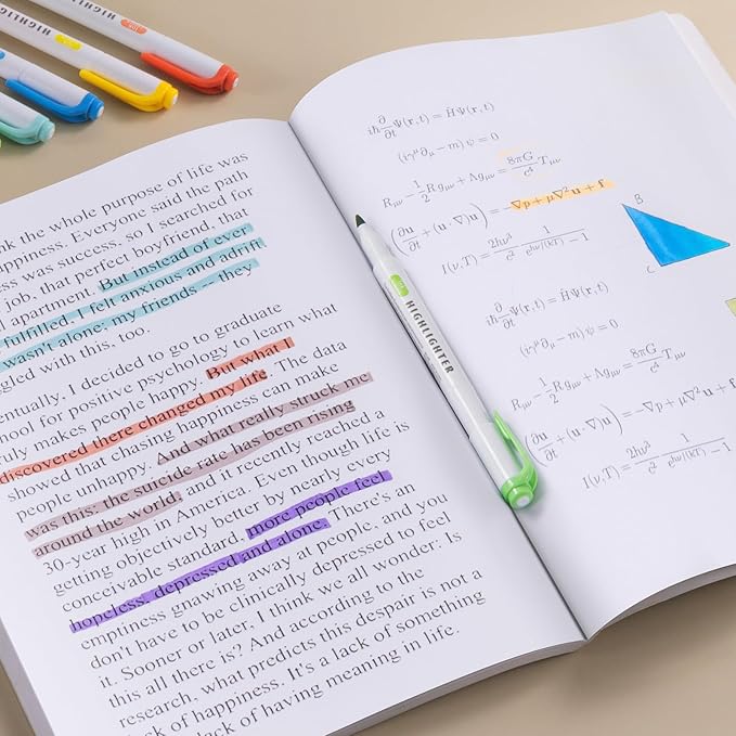 30 Count Dual-Tip Highlighters, 5 Pastel Colors Fine & Bold Tip, Quick-Dry Non-Bleeding Highlighter Markers for Bible Journaling,School,Office,Notes (5 colors*6pcs highlighters)