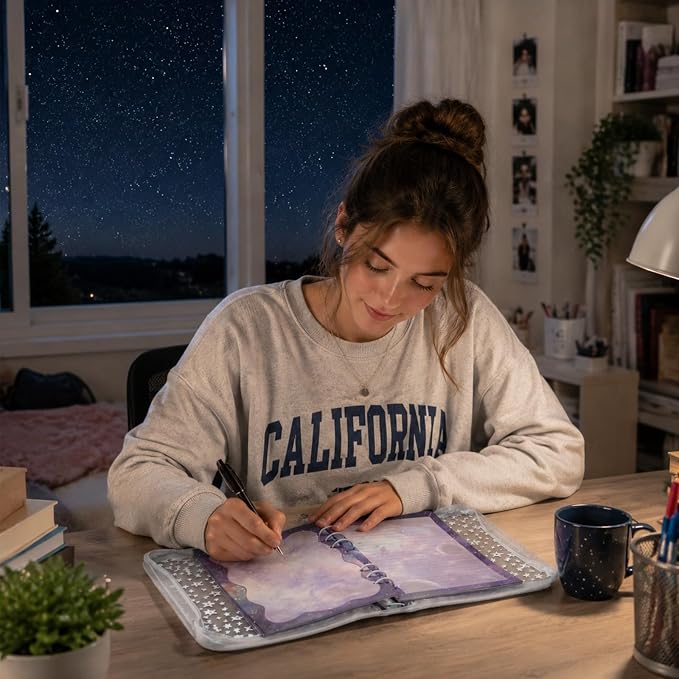 100 Sheets Galaxy A5 Planner Inserts - 120GSM Thick Starry Sky Refill Paper for A5 6-Ring Binder, Outer Space 6 Hole Loose Leaf Sheets for Journal Diary Notebook Budget Creative Planning