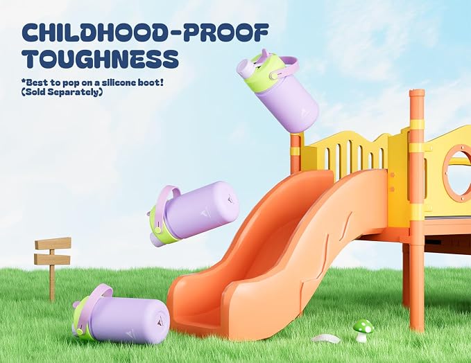 12 oz Stainless Steel Water Bottle for Girls: 2-in-1 Straw Spout Lid, Leakproof, BPA-Free, Cold 24H, Car Cupholder Friendly, Cute Insulated Cup for School, Play, Birthday Gift for Kids (Lilac Fairy)