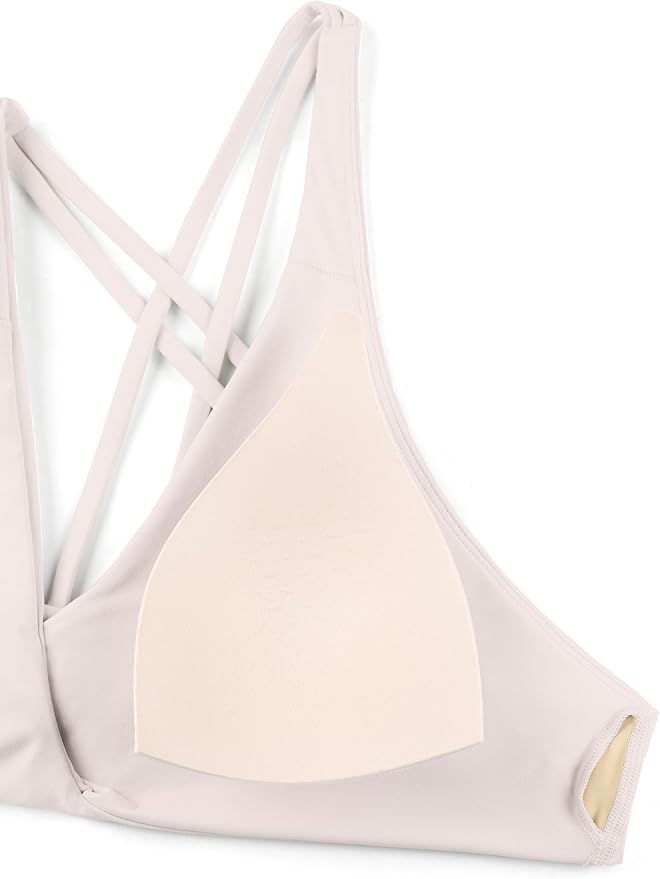 CRZ YOGA Twist Front Bikini Tops for Women - Padded V Neck Criss Cross Back Triangle Sexy Swim Bathing Suit