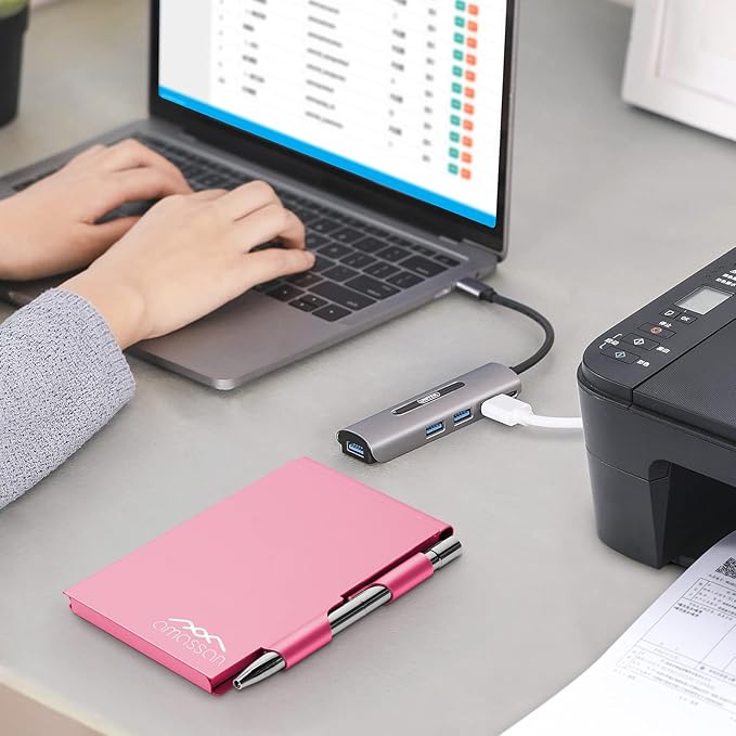 amassan Metal Pocket Notebook, Small Pocket Notepad Aluminum Note Case with Mini Metal Pen and 60-Page Sheets (Fuchsia)