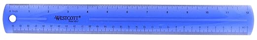 Westcott Jeweltone Plastic Ruler, 12-Inch, Blue, 16021