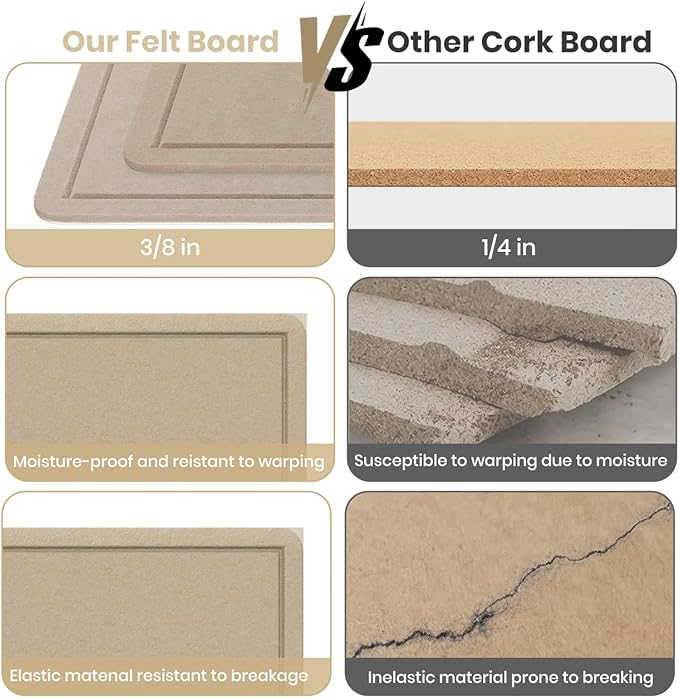 Large Bulletin Board, 48 X 36 inches Felt Board Notice Pin Board, 4' x 3'Cork Board Alternative for Wall, Self-Adhesive Vision Board Mood Board Foldable Photo Board with 30 Pushpin (Beige Brown)