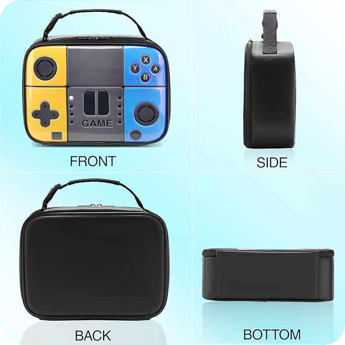 Kids Lunch Box for Boys,Game Console Insulated Lunch Bag for Kids,Leather Lunchbox for Boys,Waterproof Leakproof Portable Fits Most Bento Boxes