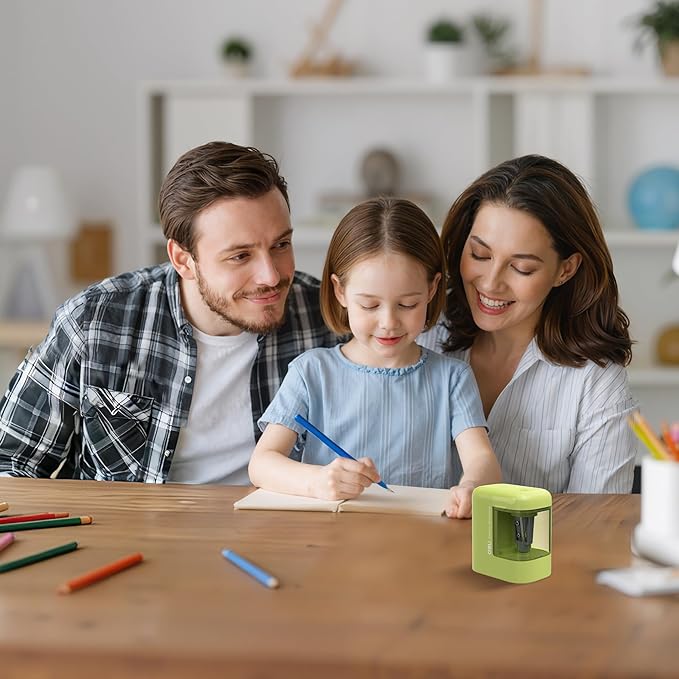 deli Electric Pencil Sharpener, Portable Pencil Sharpener for No.2 Pencils Colored Pencils, Battery Powered Electric Pencil Sharpener for School, Home, Office, Green