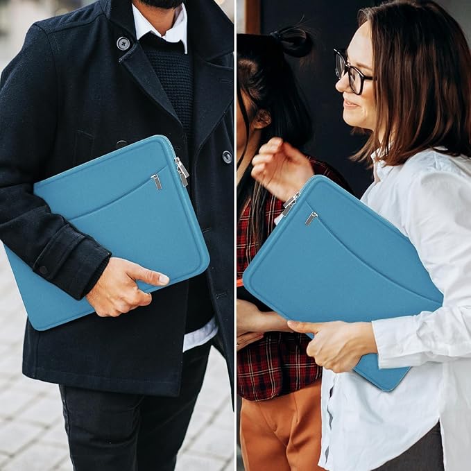 Laptop Case Sleeve 15.6 inch, Shockproof Protective Laptop Cover Briefcase Carrying Computer Bag with Accessory Pocket, Computer Bag Compatible with MacBook, HP, Dell, Lenovo, Asus, Light Blue