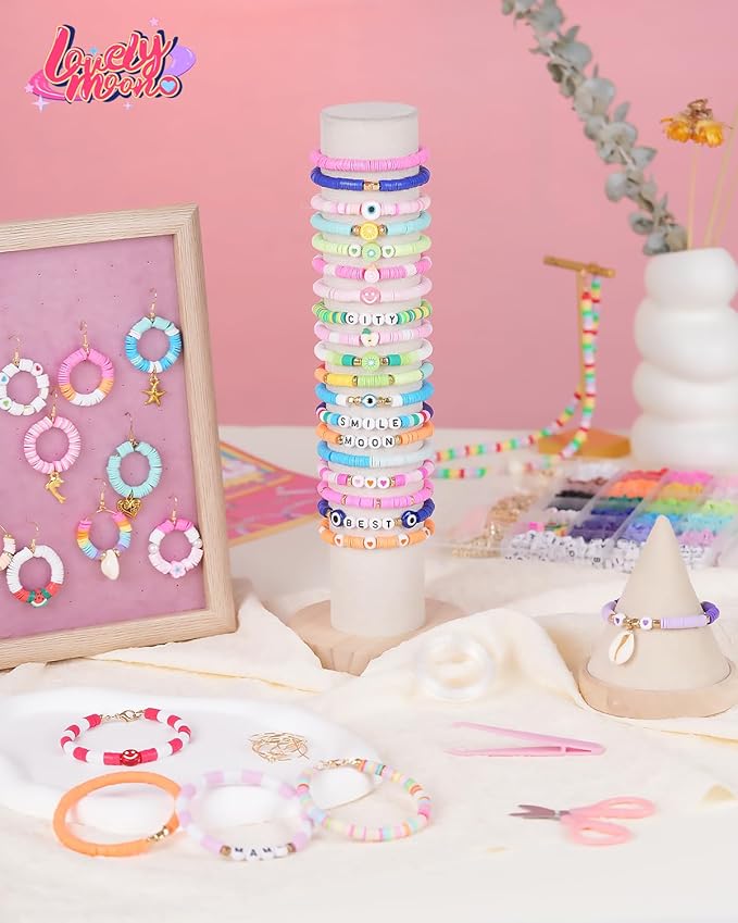 LovelyMoon Clay Beads Bracelet Making Kit 18 Colors 5000pcs Friendship Jewelry for DIY Crafts Gifts Toys for Kids