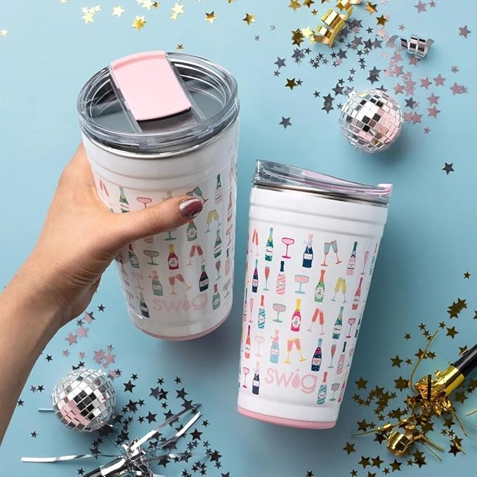 Swig Life 24oz Party Cup, Stackable Insulated Party Cup with EZ Flow Lid, Cup Holder Friendly, Dishwasher Safe, Stainless Steel, Large Travel Tumbler for Hot and Cold Drinks (Wild Thing)
