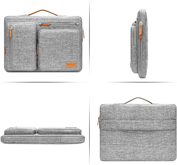 MOSISO 360 Protective Laptop Case 15 inch, 15 inch Laptop Sleeve Compatible with MacBook Air M5 M4 M3 M2 2026-2023, Dell XPS Plus, Side Open Carrying Case with 4 Zipper Pockets&Handle, Gray