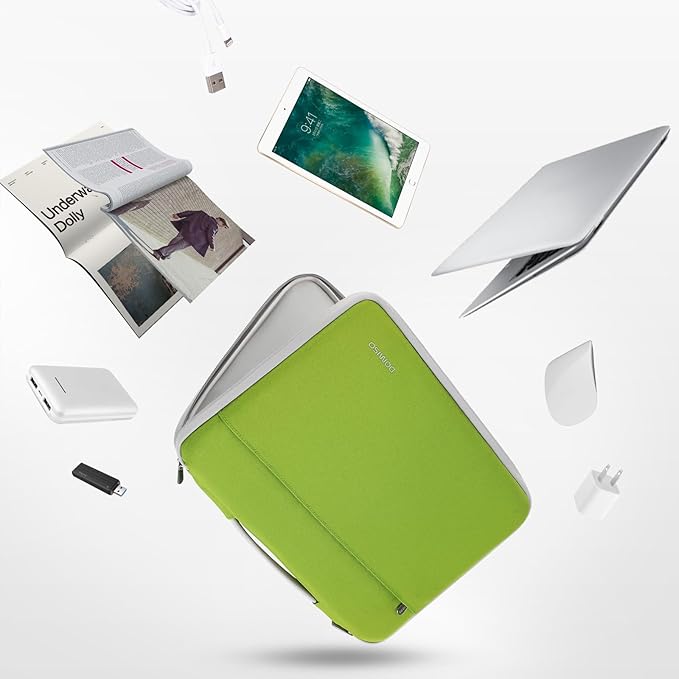 DOMISO 14 inch Laptop Case Sleeve Protective Cover Compatible with 15 inch MacBook Air M4 M3 M2,MacBook Pro,14-15 inch HP Dell ASUS Lenovo Chromebook,Waterproof Computer Cases Bag,Tender Green