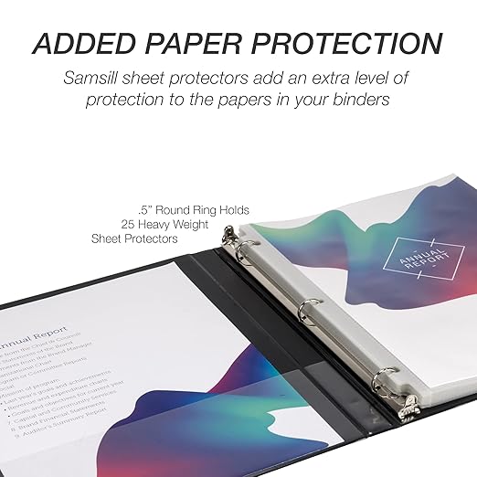 Samsill Economy 0.5 Inch 3 Ring Binder Bulk Pallet, Round Ring Binder, Customizable Clear View Cover, Black, Pallet of 768 Binders in 32 Cartons