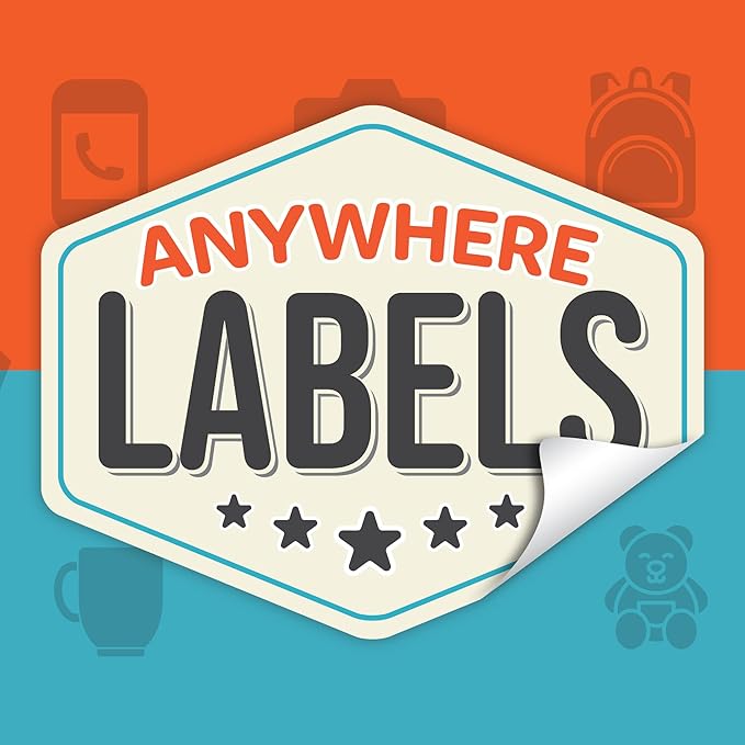 Kids Personalized Name Labels for School, Camp, Daycare (128 Labels) Custom Peel and Stick Waterproof Name Tags Stickers for Water Bottles, Lunch Boxes, Clothing, School Supplies (Raindrop Colors)