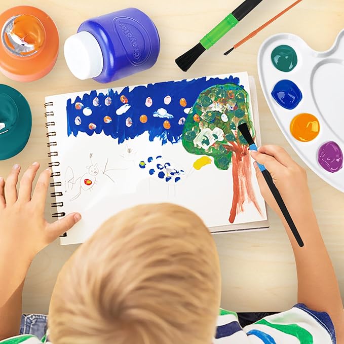 Kids Painting Set, Washable Paint for Kids 6 Bold Colors with 10 Paint Sponges, Non Toxic Tempera Paints 2 oz Each, Gifting Bundle Paints for Toddlers Art, Craft, School and Home Finger Painting Projects