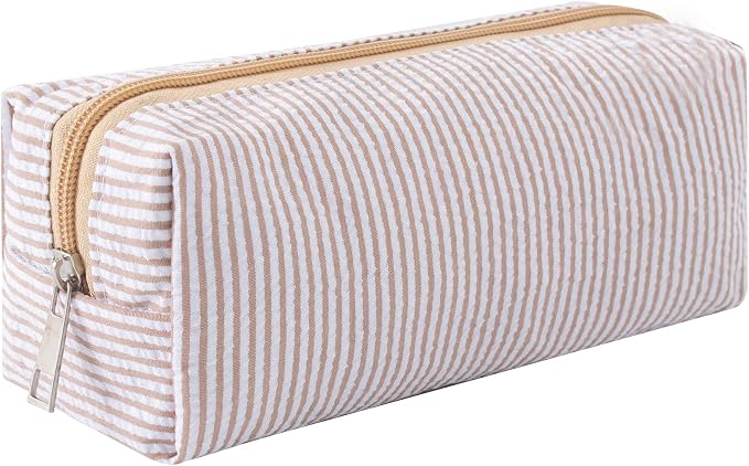 Cute Pencil Case Capacity Pencil Pouch Aesthetic Pen Bag Office Stationery Organizer Simple Sturdy Multifunctional Cosmetic Pouch (Khaki color)