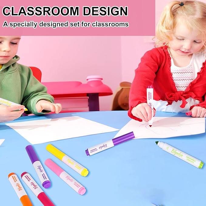 Washable Markers Bulk, Bulk Pack of 300 in 12 Vibrant Colors, Broad Line Markers with Conical Tips- Perfect