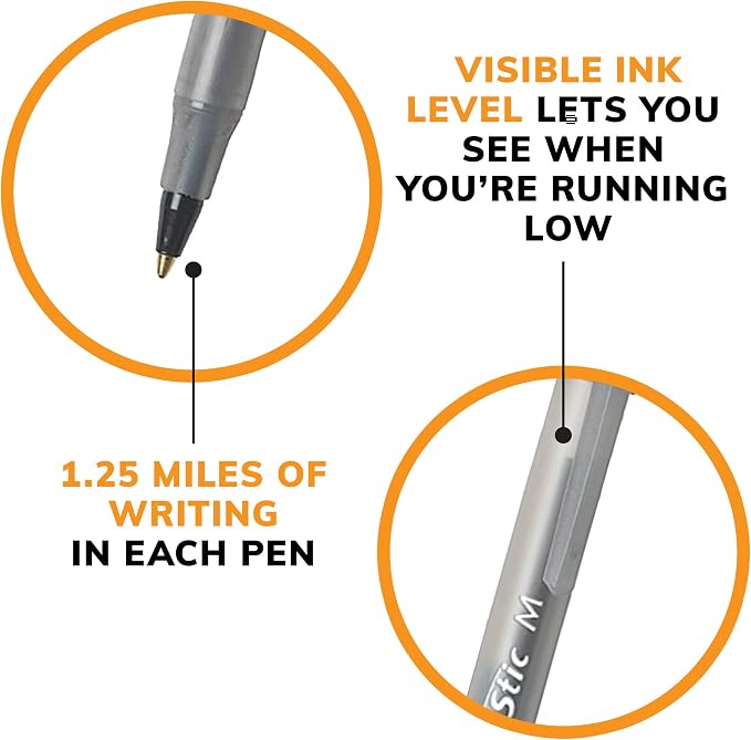 BIC Round Stic Xtra Life Assorted Ink Ballpoint Pen's, Medium Point (1.0mm), 60-Count of Bulk Pens, Flexible Round Barrel for Comfortable Writing, No. 1 Selling Ballpoint Pens (Pack of 9)