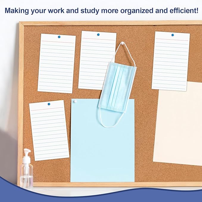 60 Pack 3 x 5 Index Cards Vertical Ruled Thick White Index Cards Lined Flash Cards Blank Red and Blue Ruled Lines Both Sides Note Cards for Record Idea To Do Lists Studying Office School Supplies