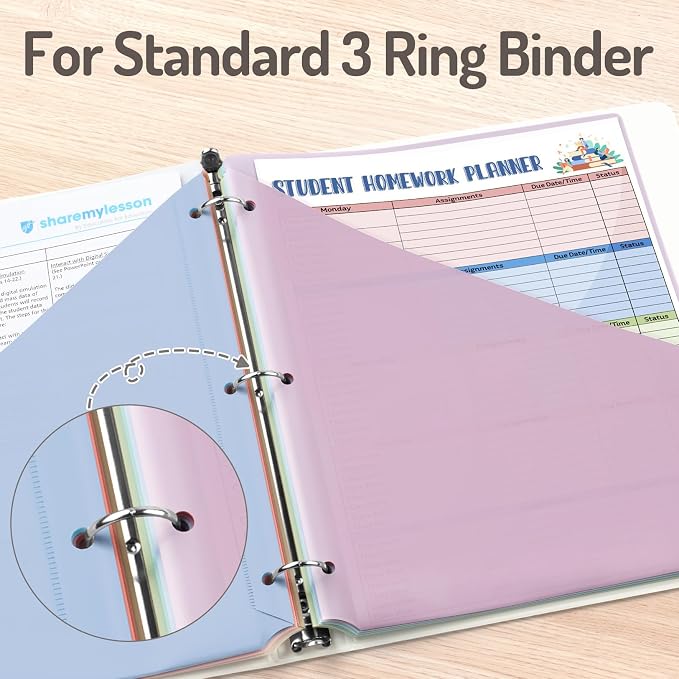 Forvencer 24 Counts Dividers with 2 Pockets, 8 Tabs Binder Dividers for 3 Ring Binder, Binder Dividers with Tabs for School Office Organization, Multicolor, Letter Size, 3 Sets