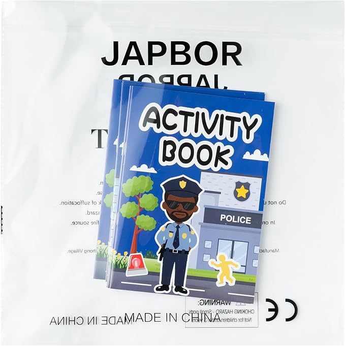 JAPBOR Police Activity Coloring Books - 24PCS Mini Policemen Activities Color Book Bulk for Kids Party Favors, Police Themed Small Colouring Pages for Birthday Gifts Classroom Drawing Painting Games