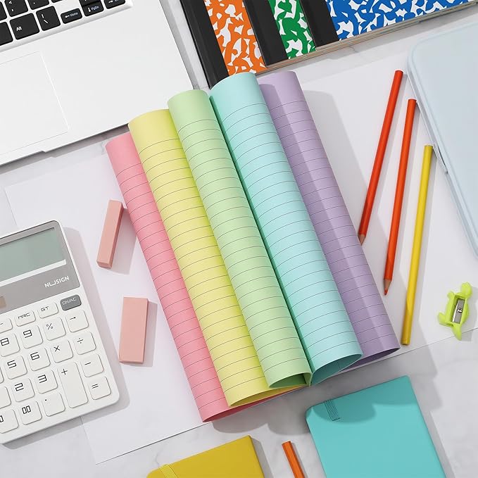 Henoyso 12 Pcs 120 Pages Colored Paper Notebooks 9.75" x 7.5" Bright Colors Lined Paper Notebook Wide Ruled Marble Notebooks Journals Bulk for Office School Supplies(Multicolor)