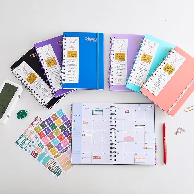 Daily Planner 2025-2026, Weekly and Monthly Planner 2025-2026 Academic Year, July 2025-December 2026 Calender Planner, 8.2"×5.5", 18 Months (JUL.2025-DEC.2026 Black)