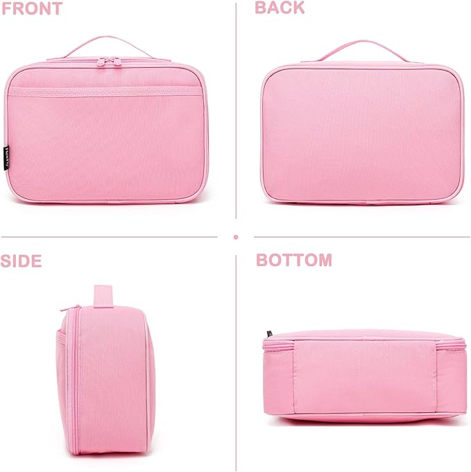 FlowFly Kids Lunch box Insulated Soft Bag Mini Cooler Back to School Thermal Meal Tote Kit for Girls, Boys, Pink