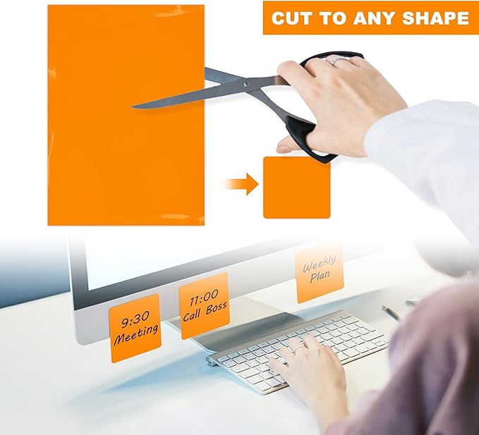Dry Erase Board Sticker- Whiteboard Stickers-8.3''x11.7'' Removable Dry Erase Sheets- Fridge Dry Erase Paper for Wall/Desk/Refrigerator/Door/Locker/Home/Office/Classroom (Orange-2Pcs)