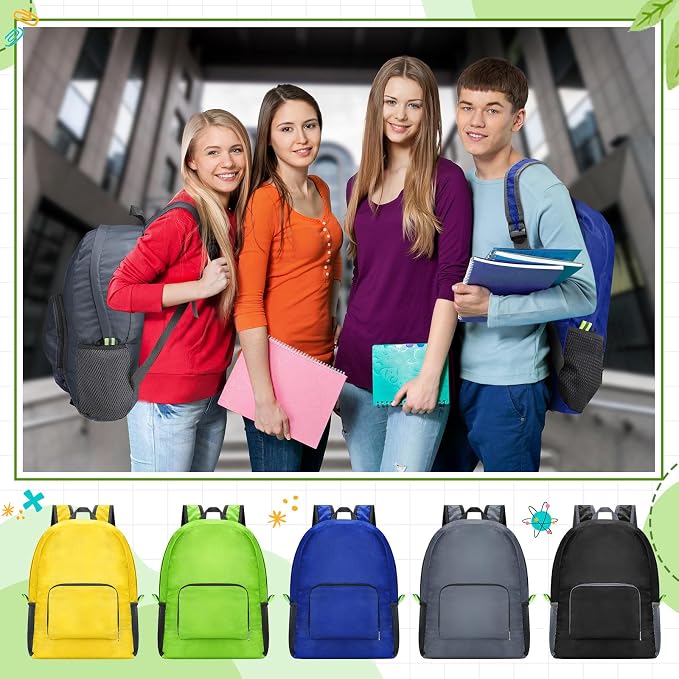 Jexine 10 Pcs Backpacks Bulk 16.5 Inches Lightweight Travel,Mixed Color | Basic Book Bags for School Outdoor, Foldable Storage, Ideal Students Adults Commuters, Bulk Backpack Set for Teams