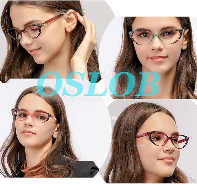 4 PACK Cat Eye Reading Glasses for Women Blue Light Blocking Readers with Spring Hinge Anti Glare UV(Mix,2.5)