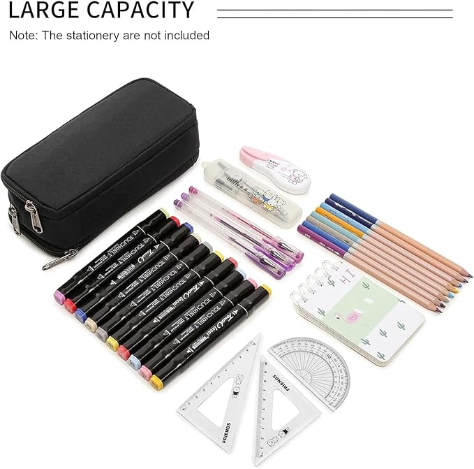 Large Capacity Pencil Case, Aesthetic Pencil Pouch with 3 Compartments