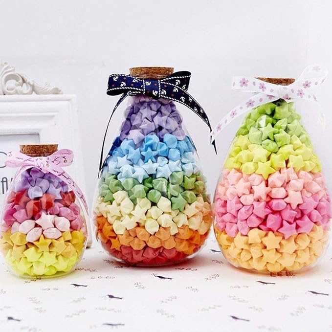 Origami Paper Stars, Colorful Handcraft Origami Lucky Star Paper DIY Paper Arts Creativity Hand Art Crafts (Happy Girl(540) sheets)