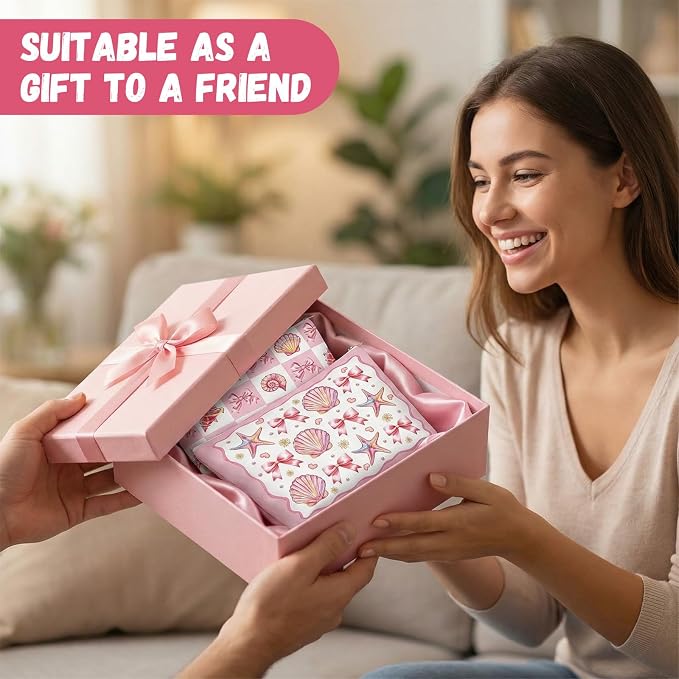 Reginary 12 Pcs Pink Bow Makeup Bags Coquette Scalloped Cosmetic Bags with Zippers Coquette Party Favors Pink Aesthetic Pouch Bulk Gifts for Women Stuff Summer Beach Birthday Supplies Travel Accessory
