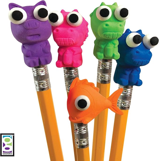Raymond Geddes Animal Pencil Top Erasers for Kids (Pack of 50)