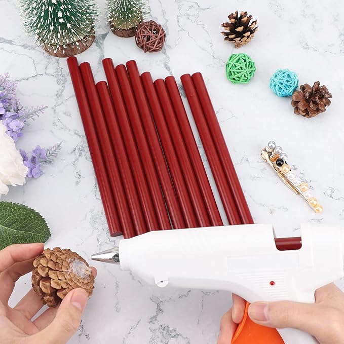 ENPOINT Wine Red Hot Glue Sticks Full Size, 8" Long x 0.43" Dia 36 Pack Hot Melt Glue Sticks Bulk, Wine Red Adhesive Glue Sticks Standard for Crafting DIY Art School Gluing Project Repair Sealing