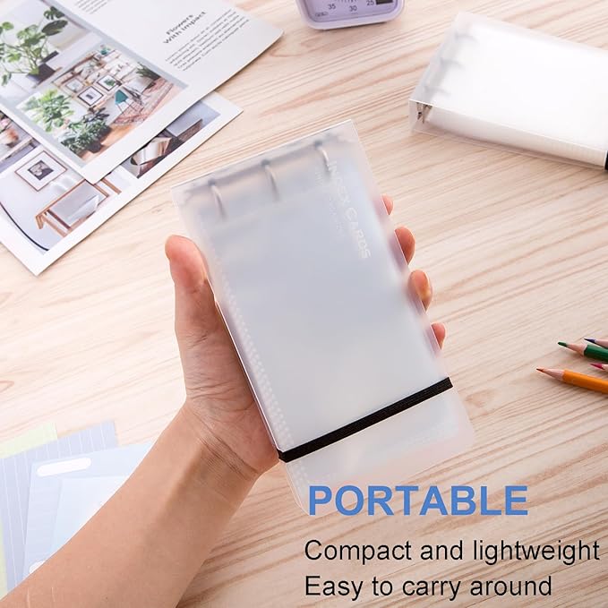 3×5” index card Binder organizer with Plastic pocket Sleeves, small organized folder for recipes Flashcards,portable notecards case holder (2pcs Clear)