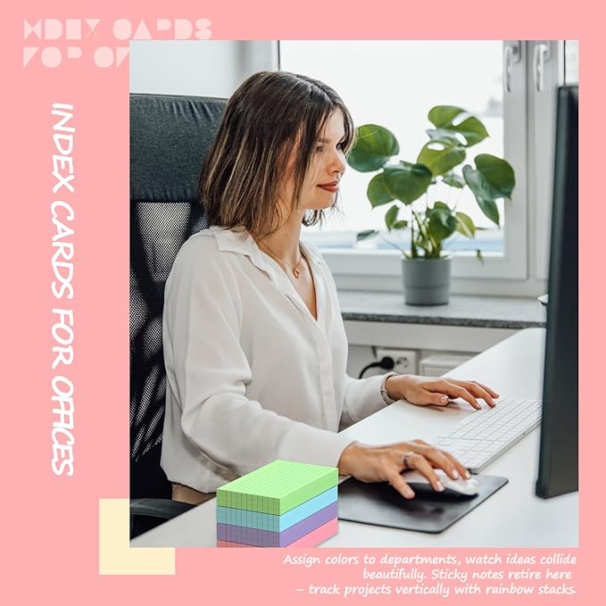 Colored Index Cards 3x5 Inch - 200 Count, Ruled Index Flash Cards for Studying, 180GSM Lined Index Note Cards 3x5 Index Cards, Colored Flashcards 3 x 5 Notecards Lined Study Card for Office and School