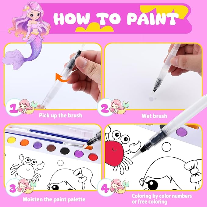 AGGKKY Paint with Water Coloring Books for Kids Toddlers Mess Free Watercolor Painting Sets Arts and Crafts for Kids 3+ Travel Activities Birthday Stocking Stuffers Toy Gift