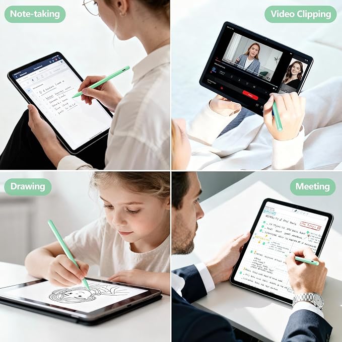 Stylus Pen for iPad 6th-11th Generation-2X Fast Charge Active Pencil Compatible with 2018-2026 Apple iPad Pro 11"/12.9"/M4, iPad Air 3/4/5/M2/M3/M4,iPad mini 5/6/7 Gen-Green