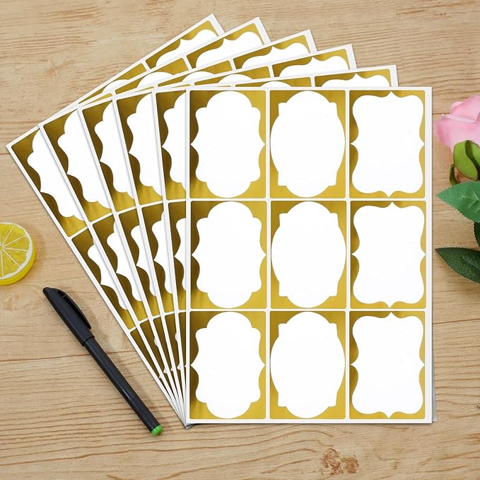 Utron 405PCS Gold Name Tags, 2.25"x 3.5" Name Tag Stickers with Gold Border, Name Tags for School, Home, Office, Party, Meeting