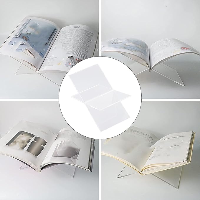 Acrylic Book Stand, Transparent Open Book Holder for Newspapers Magazines Textbooks Recipe Picture Display, Portable Display Stand