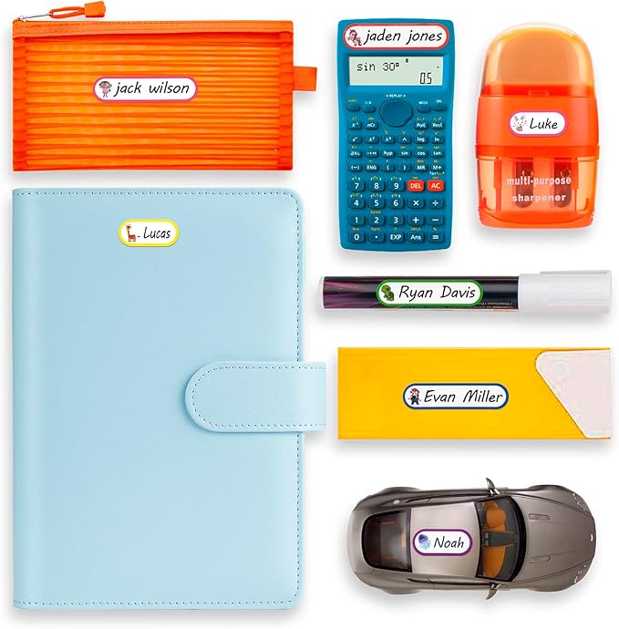 Name Labels for Kids Stuff Daycare, Waterproof Kids Labels for School Supplies, 128 PCS Personalized Name Tags Stickers for Water Bottles, Self Laminating, Dishwasher Safe