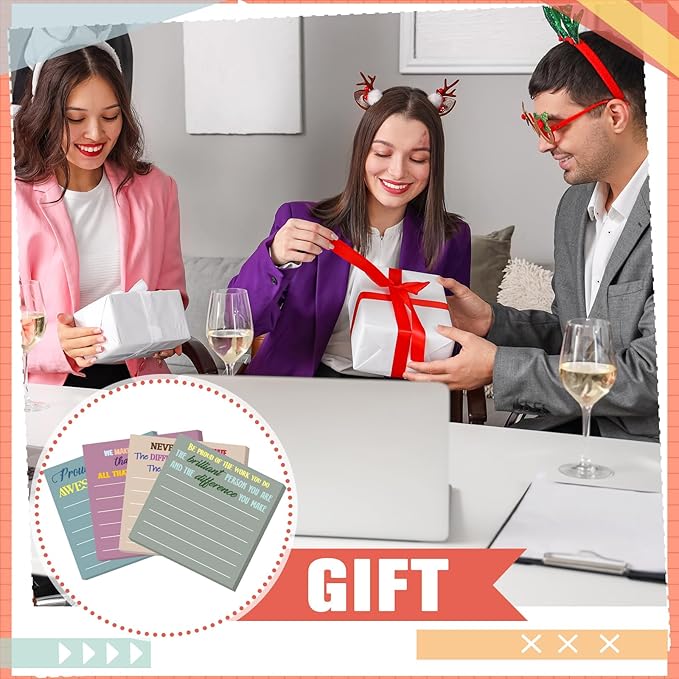 Yinder 24 Pcs Inspirational Sticky Notes Cute Motivational Sticky Notes Pad End of Year Employee Appreciation Gifts Bulk for Teacher Nurse Coworkers Office Supplies 3 x 3'' (Thank You,Morandi)
