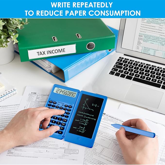 IPepul Scientific Calculators for Students, Blue Math Calculator with Notepad,10-Digit Large Screen, Classroom Must Haves for Middle High School Supplies & College (Blue)