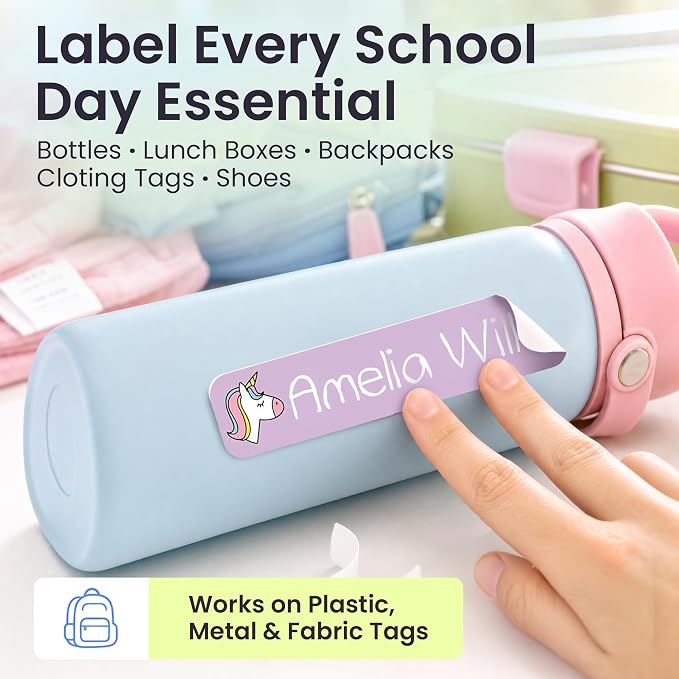 Label Daddy Personalized Name Labels for School, Unicorn Design | Waterproof Name Tags for Kids, Washable Custom Daycare Labels, Clothing, Lunchboxes, Water Bottles and More, 128 Ct & 256 Ct