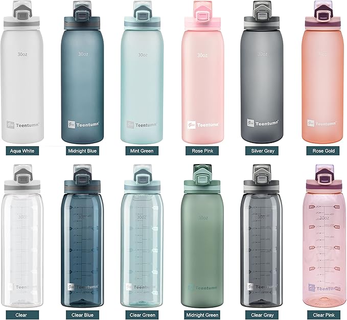 Time Marker Water Bottle Gym, 30oz Large Durable Bottle for Workout Sport Travel Water Tracker (Pack of 1)