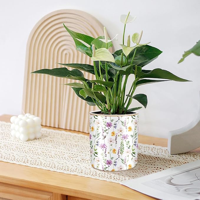 Large Capacity FLoral Pen Holder for Desk, Ceramic Pencil Holder Pen Cup Marker Holder Makeup Brush Holder, Desk Accessories & Workspace Organizers for Home, Office, Colored